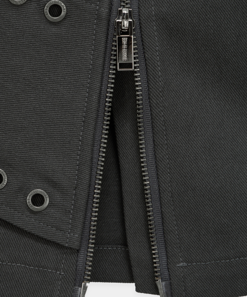 Front Zip Belt Detail Mini Skirt (Dark Gray)