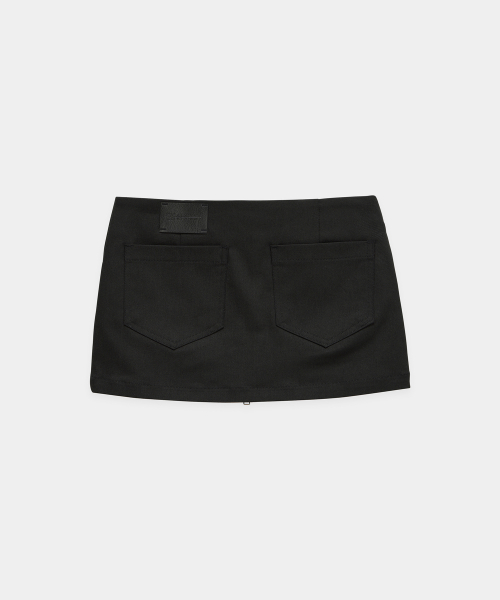 Front Zip Belt Detail Mini Skirt (Black)