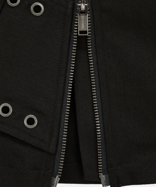 Front Zip Belt Detail Mini Skirt (Black)