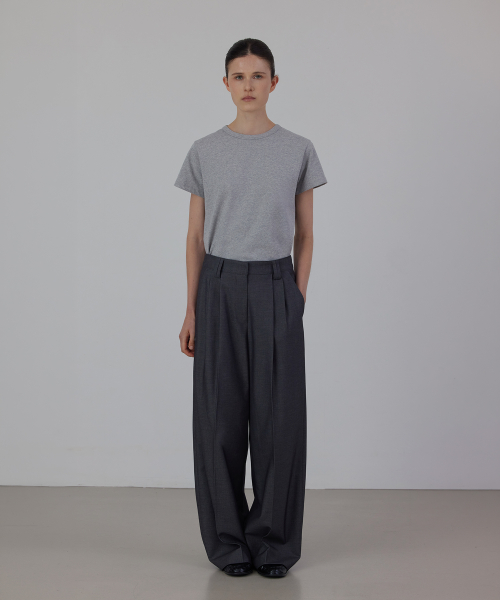 Back-banding Two-tuck Semi Wide Slacks Pants