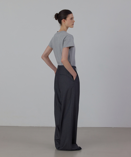 Back-banding Two-tuck Semi Wide Slacks Pants