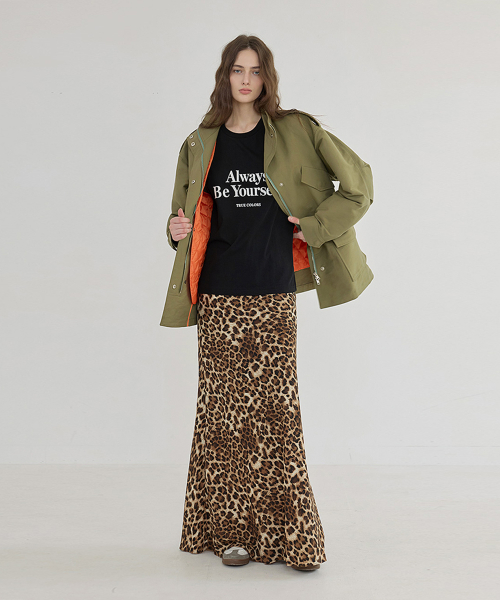 Leopard Banding Long Skirt