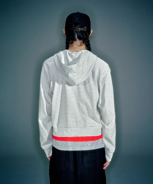 MEN WORKSHOP STRIPED SLIM HOODIE ZIP-UP MELANGE