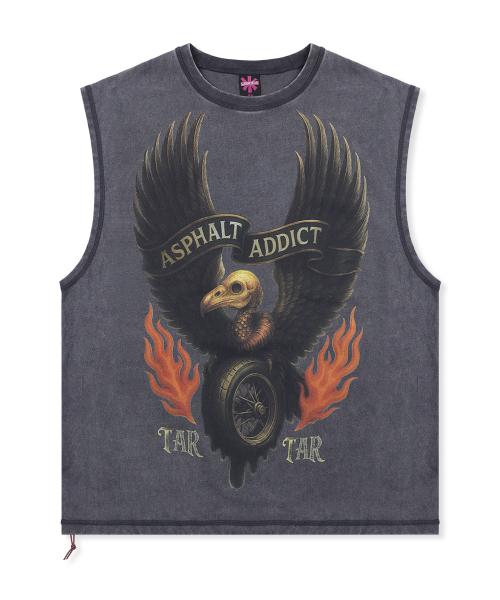 GTTAR005 아스팔트 빈티지 슬리브리스 (CHARCOAL)