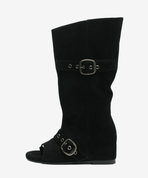 102 soft-modular wedge boots / black