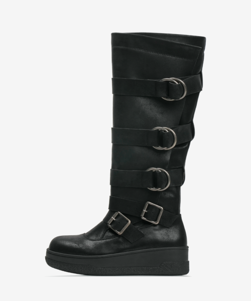 103 matte buckle strap boots