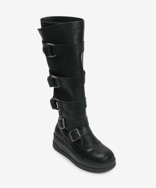 103 matte buckle strap boots