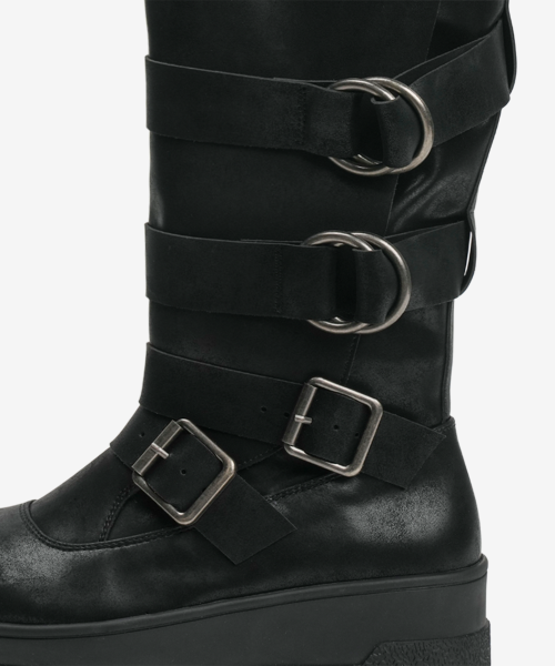 103 matte buckle strap boots