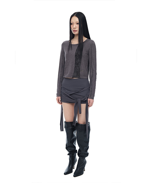 Stripe Twist Wrap_Charcoal