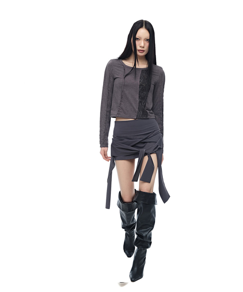 Stripe Twist Wrap_Charcoal