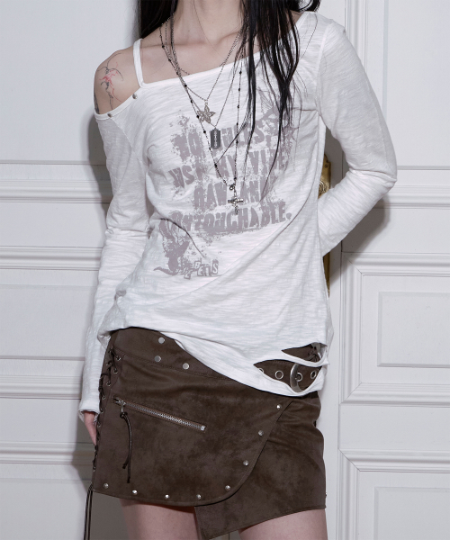 Destroyed Back Lace Top (WHITE)