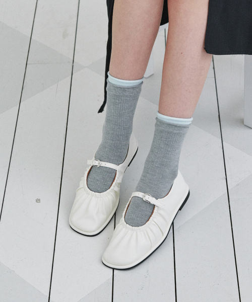 Soft Shirring Mary Jane Flats (att6023)