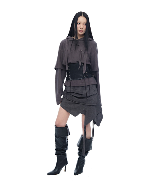Double Layered Three-Way Wrap_Charcoal