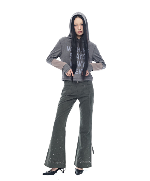 Layered Sleeve Slim Fit Hoodie_Charcoal