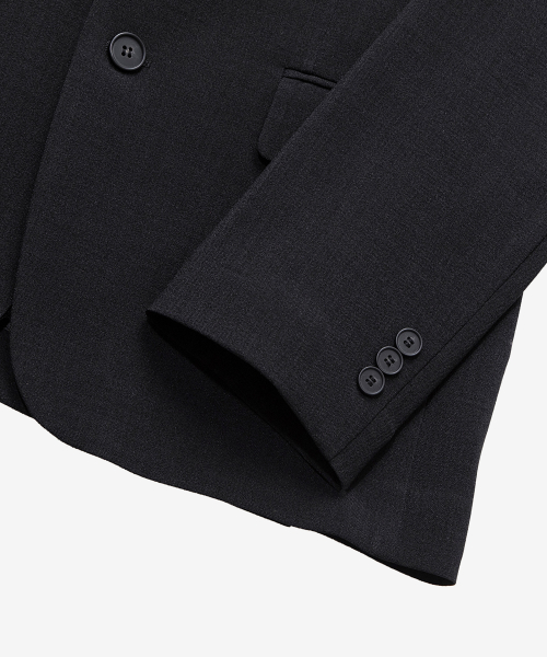 [Cool]Black Seersucker tissue deformation regular fit jacket
