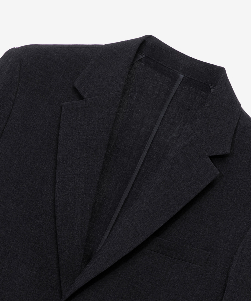[Cool]Black Seersucker tissue deformation regular fit jacket