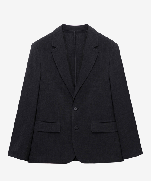 [SET][Cool]Black Seersucker tissue deformation regular fit jacket set-up