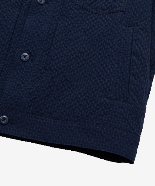 [COUTURE]Navy two-tone circus oversized fit trucker