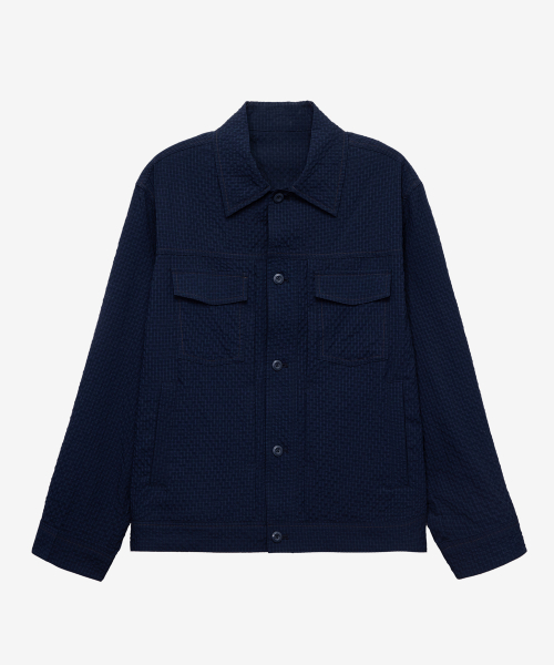 [COUTURE]Navy two-tone circus oversized fit trucker