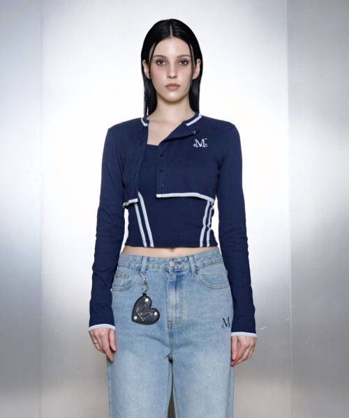 [SET] PULSE SET-UP LACE POINT SLEEVELESS BOLERO CARDIGAN (2COLOR)