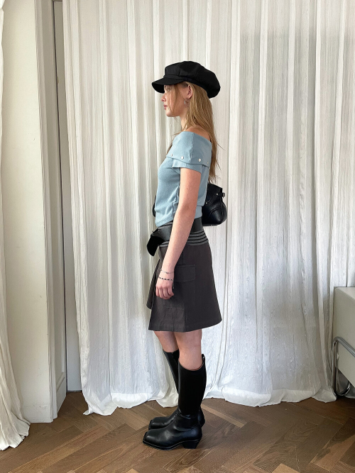 Pocket Midi Skirt (charcoal)