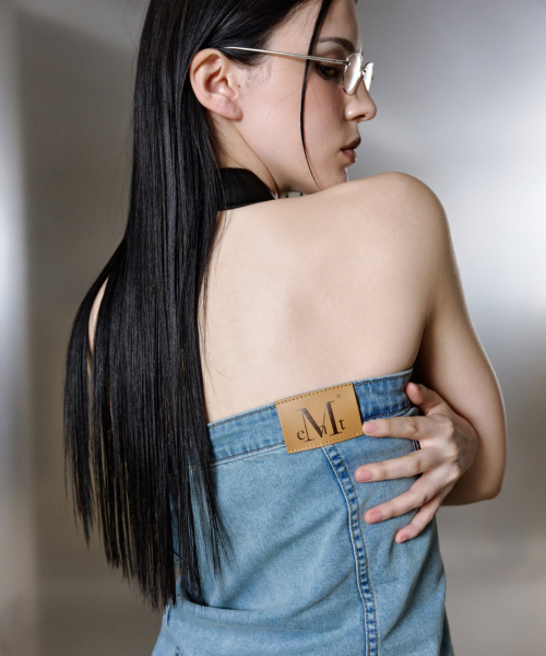 SNEP UNBALANCE DENIM DETAIL TANK TOP