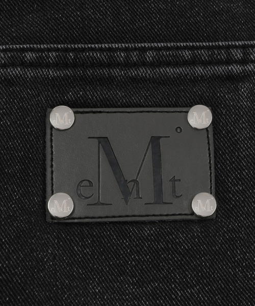 PRESET CROSS LEATHER PATCH DOUBLEKNEE BERMUDA DENIM PANTS UNISEX