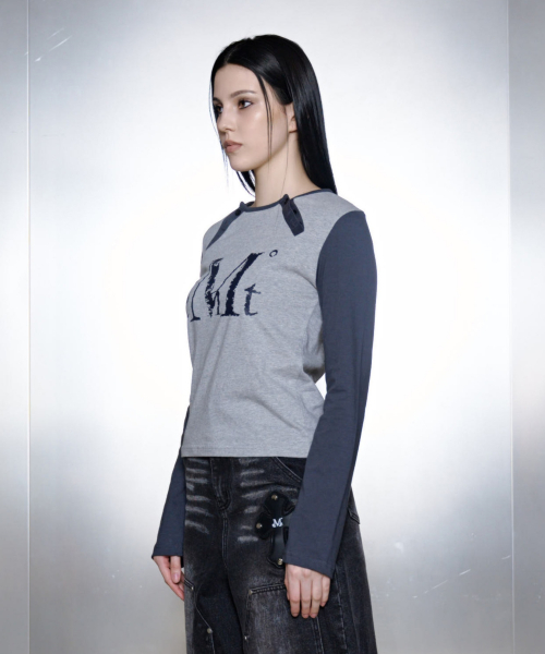 EXEOM DIAGONAL HENRY NECK LONG SLEEVE T