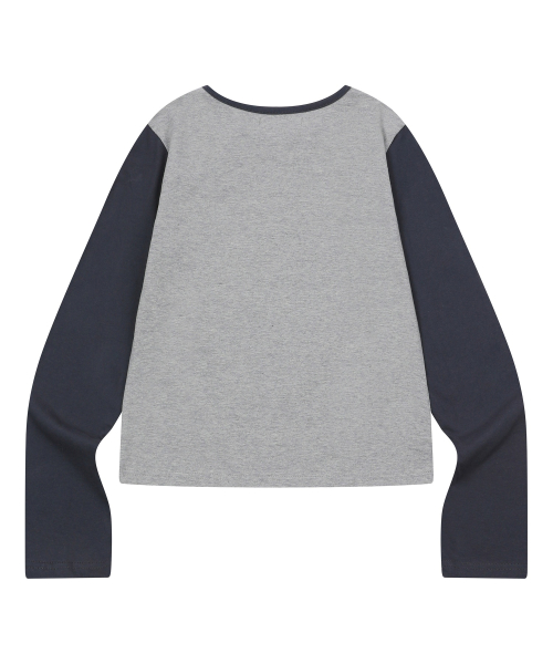 EXEOM DIAGONAL HENRY NECK LONG SLEEVE T