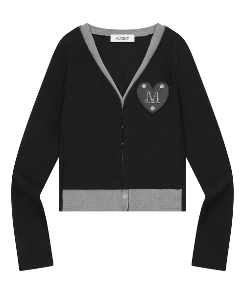 RIEN HEART PATCH LAYERED CARDIGAN