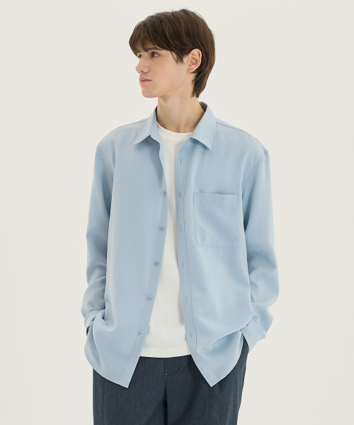 linen like semi-overfit shirt - 3color