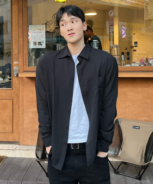 linen like semi-overfit shirt - 3color