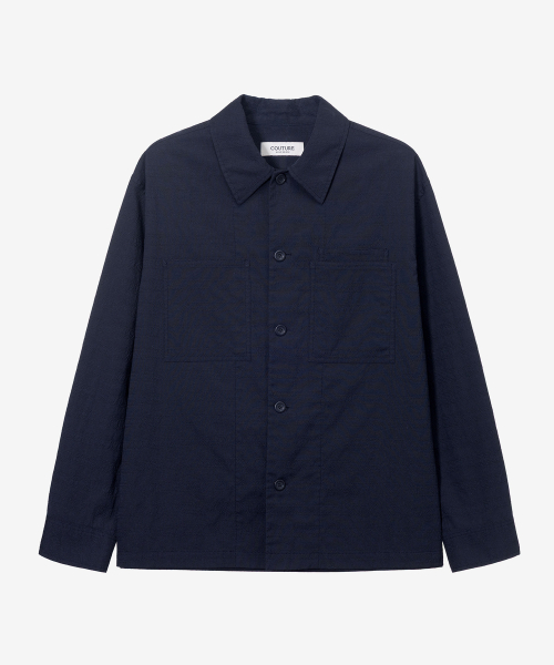 [COUTURE]Blended linen, curvy linen, glen checkered shirt-type jacket