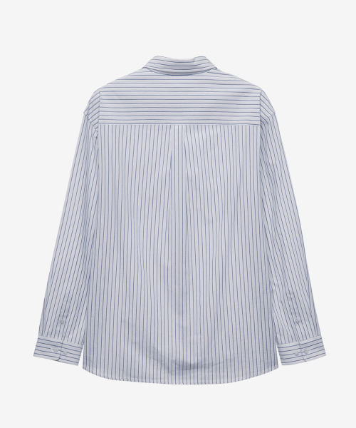 [COUTURE]Crease 50s Light Blue Stripe Oversized Fit Shirt
