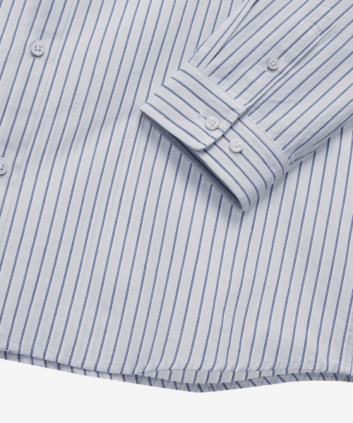 [COUTURE]Crease 50s Light Blue Stripe Oversized Fit Shirt