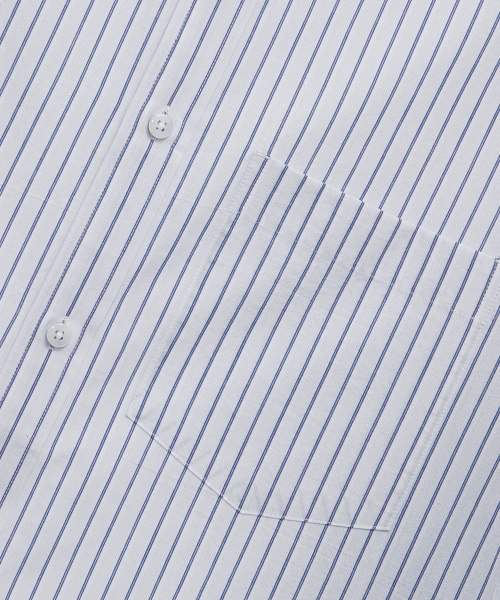 [COUTURE]Crease 50s Light Blue Stripe Oversized Fit Shirt