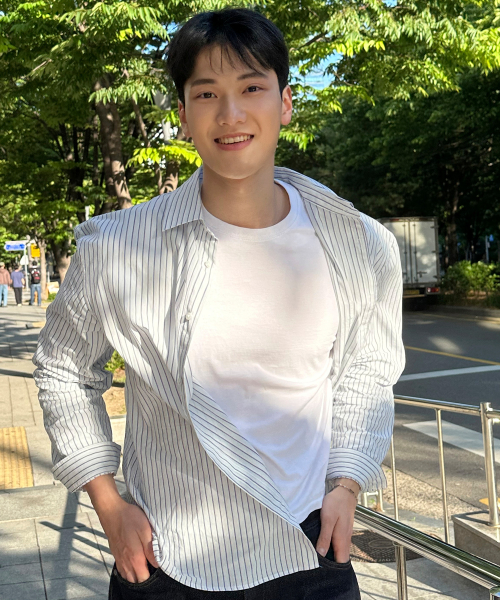 [COUTURE]Crease 50s Light Blue Stripe Oversized Fit Shirt