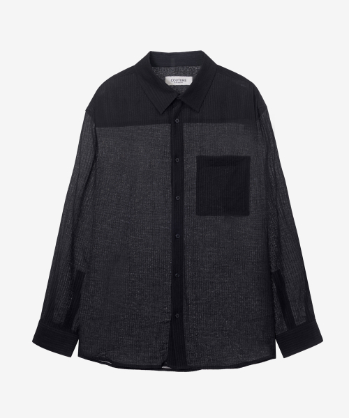 [COUTURE]Crinkle Stripe Overfit Shirt - 2color