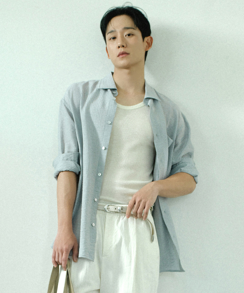 [COUTURE]Crinkle Stripe Overfit Shirt - 2color