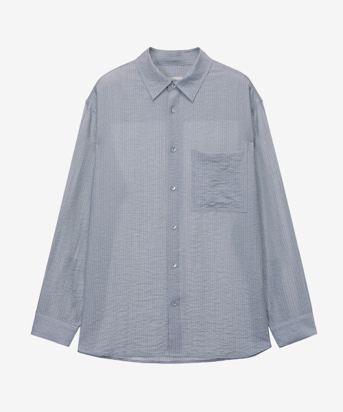 [COUTURE]Crinkle Stripe Overfit Shirt - 2color