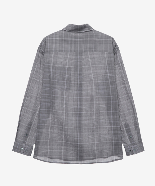 [COUTURE]crease 60S Gray checkered oversized fit shirt