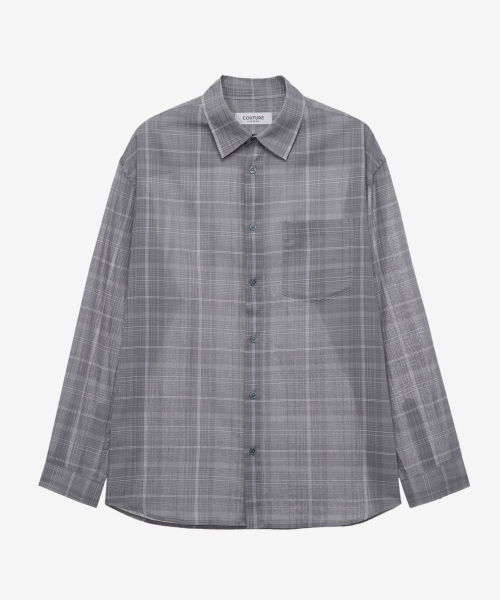 [COUTURE]crease 60S Gray checkered oversized fit shirt