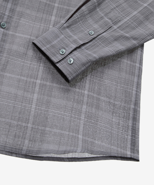 [COUTURE]crease 60S Gray checkered oversized fit shirt