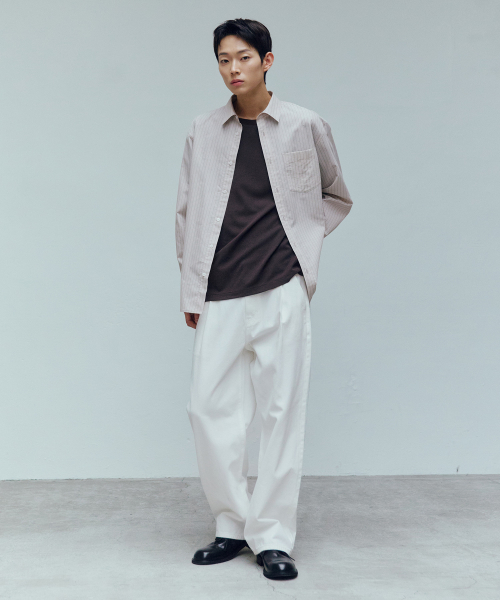 [ON]multi-strip overfit long-sleeve shirt