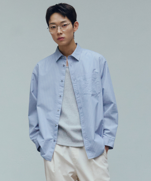 [ON]multi-strip overfit long-sleeve shirt