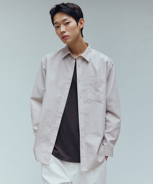 [ON]multi-strip overfit long-sleeve shirt