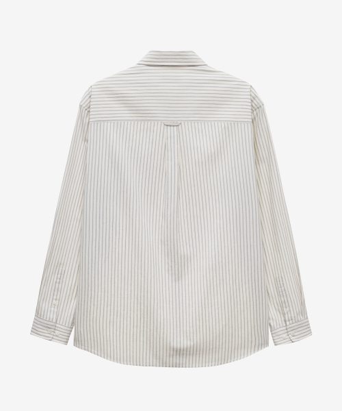 [ON]Stripe Cream Overfit Long Sleeve Shirt