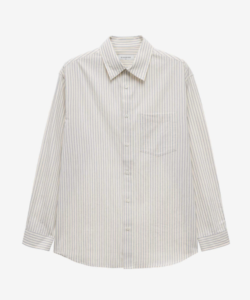 [ON]Stripe Cream Overfit Long Sleeve Shirt