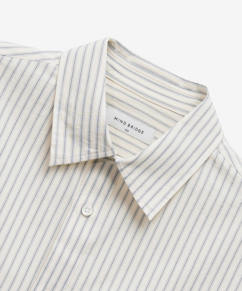 [ON]Stripe Cream Overfit Long Sleeve Shirt