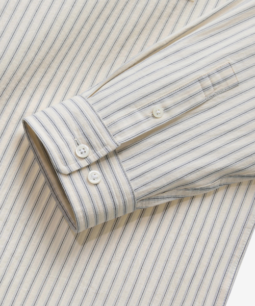 [ON]Stripe Cream Overfit Long Sleeve Shirt